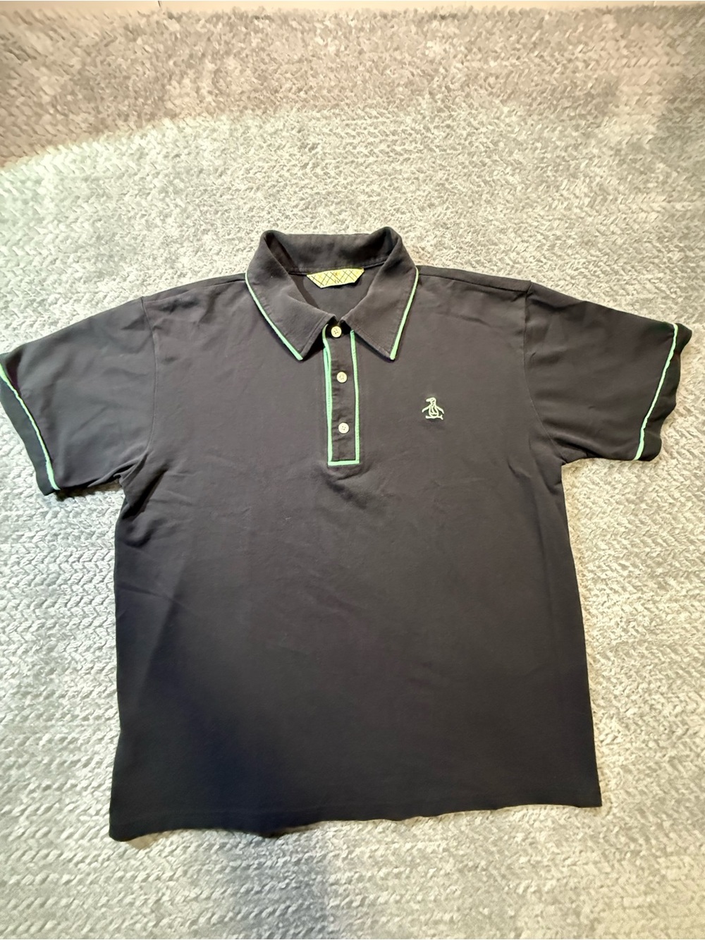 Penguin Men’s Black Polo with Green Trim